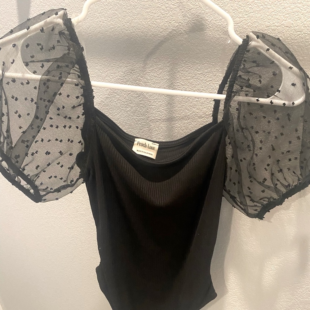 Peach love black bodysuit.